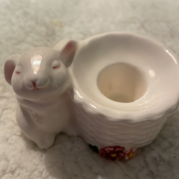 Vintage Avon White Bunny Rabbit Taper Candles Holders - Picture 6 of 6